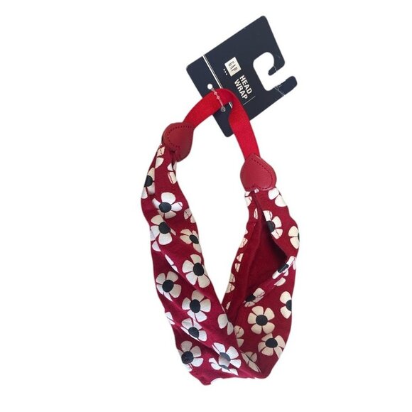 Gap  Girls Red & White Floral Head Wrap With Elastic Band - Picture 1 of 2
